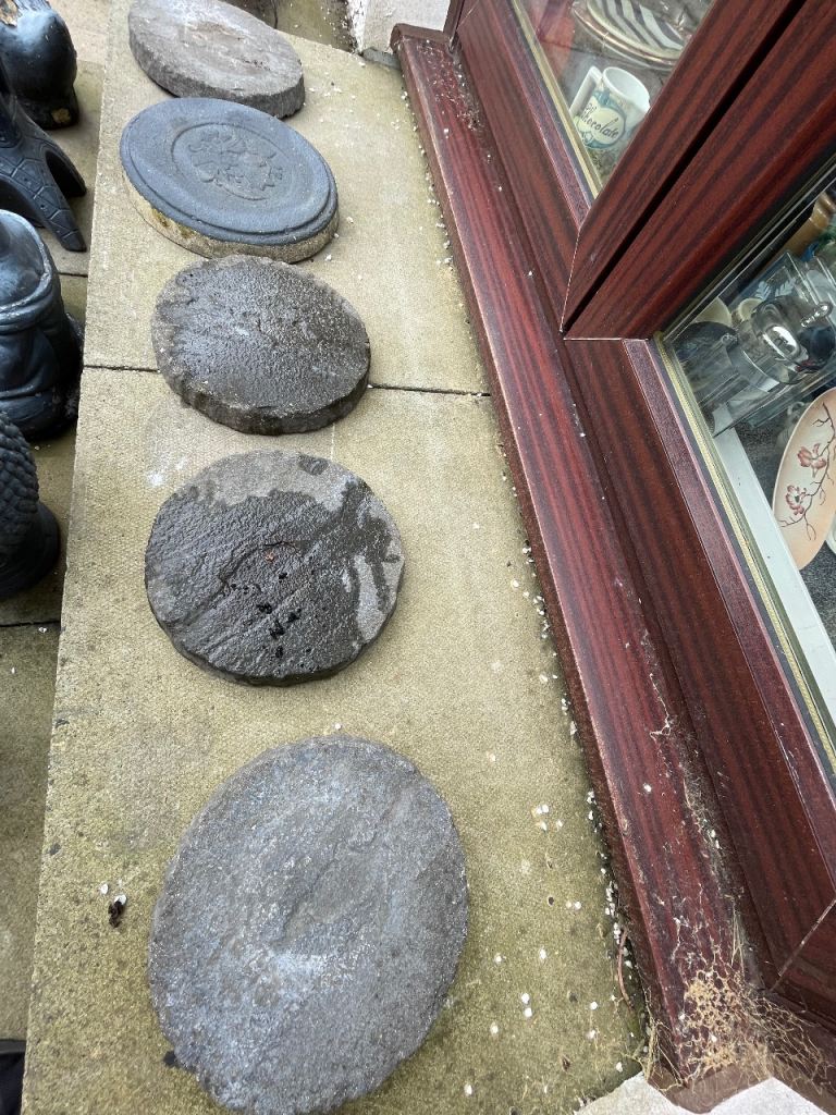Selection of Round Stone Garden Stepping Stones - Fair Condition