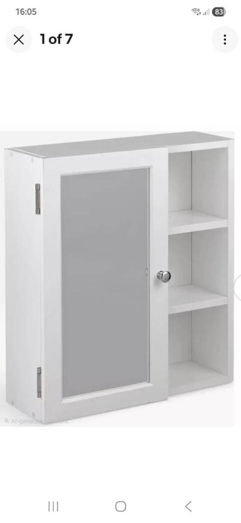 Argos White Bathroom Cabinet with Mirror and Open Storage Shelves
