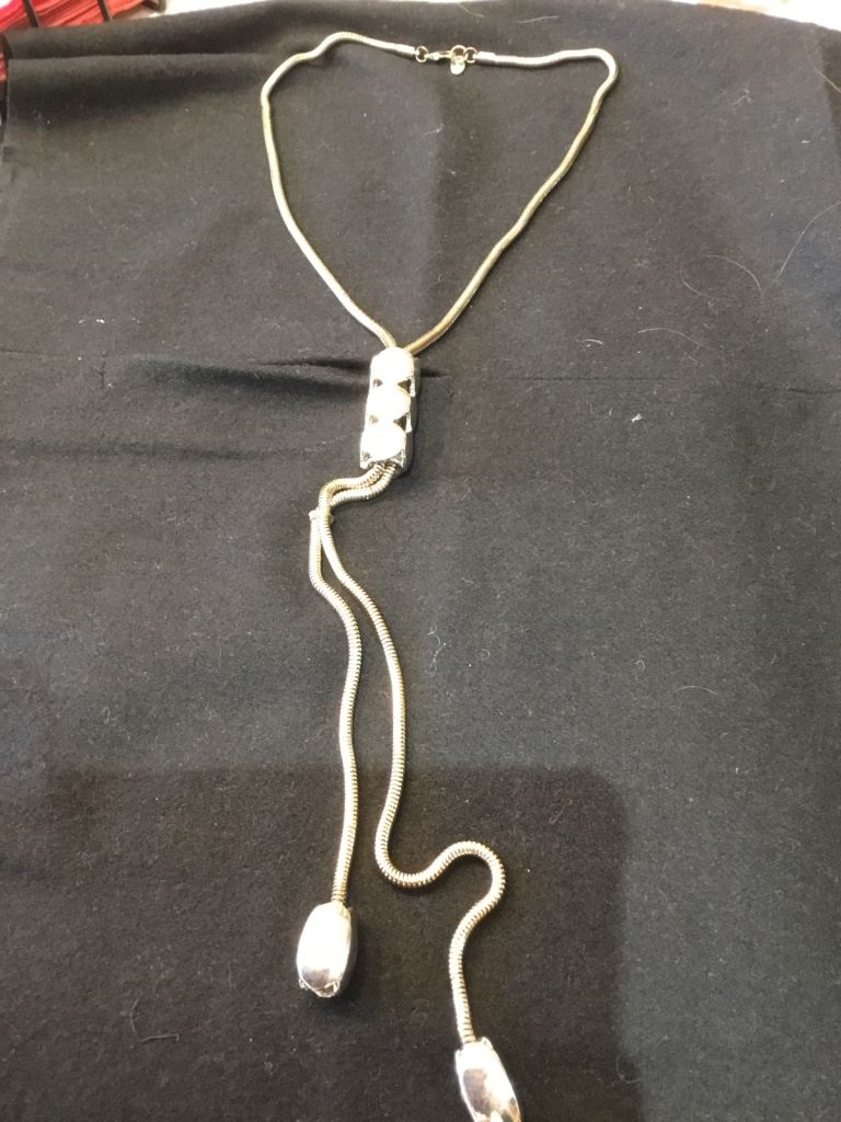 VINTAGE JAEGER SILVER TONE SNAKE CHAIN NECKLACE