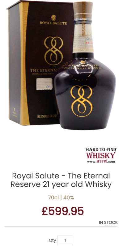 Discontinued 2015 Chivas Regal royal salute 21 year  "Eternal reserve"