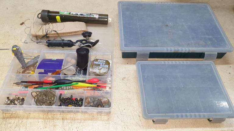 Fishing tackle box and 2 extra empty tackle boxes