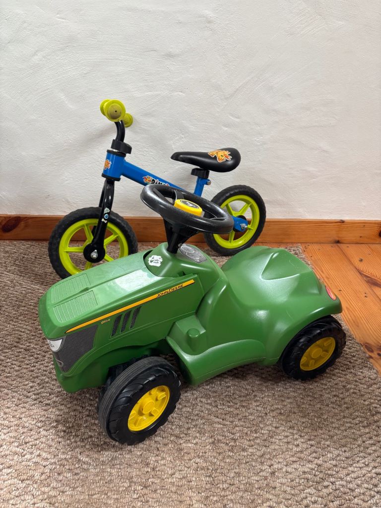 Rolly Toys John Deere ride-on & dinosaur balance bike