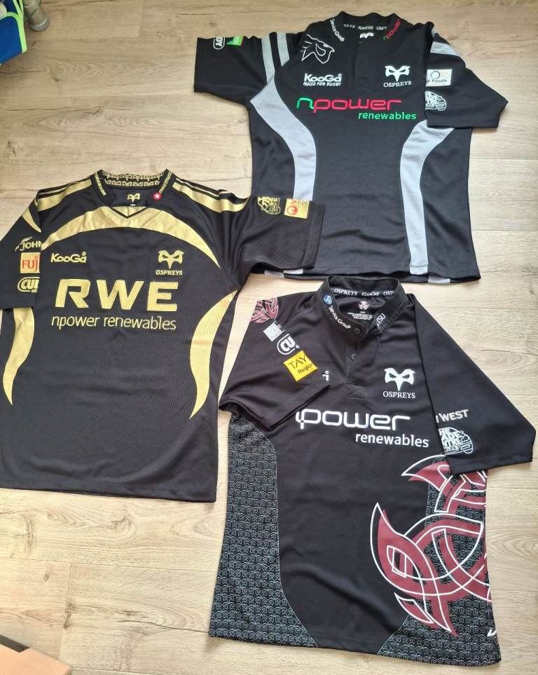 3 medium Ospreys rugby shirts in immaculate condition.From non smoking home £10 each.
