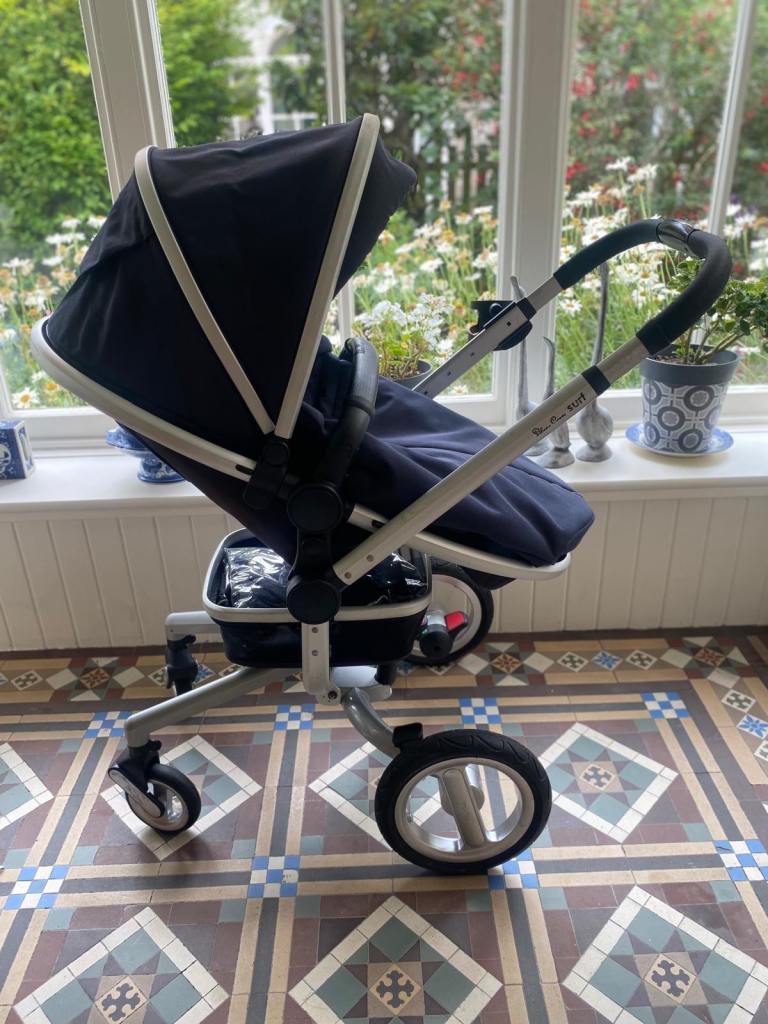 Silver Cross Navy Surf Pushchair & Carrycot - Blue, Good Condition
