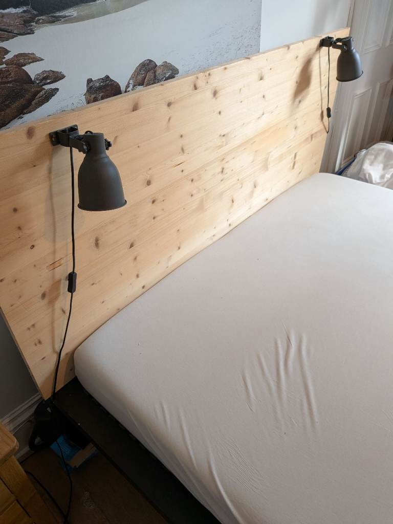 Ikea Malm bedframe 160x200 with wooden headboard, slats and Emma One mattress 