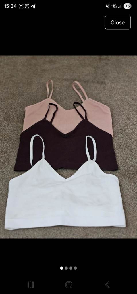 3pk of cropped tops/bralets, size S