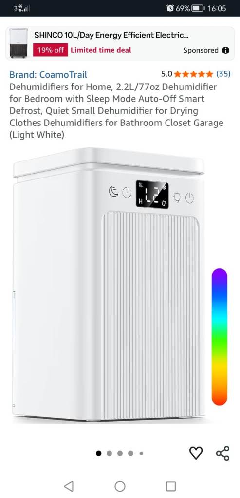 Dehumidifiers for Home, 2.2L