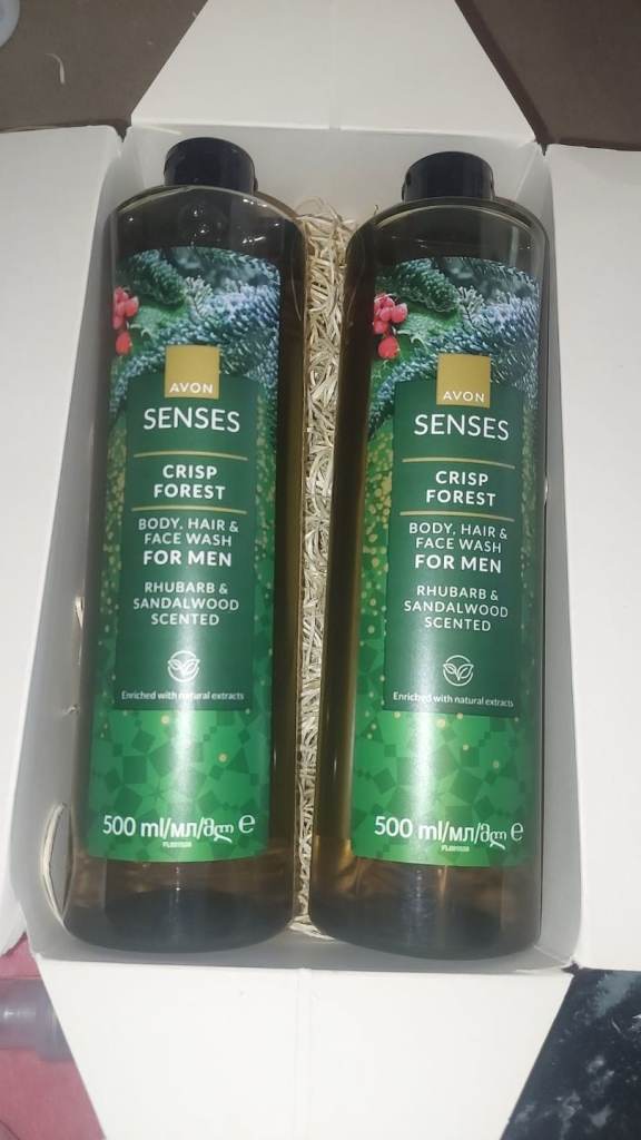 Avon Senses Crisp Forest Body Hair & Face Wash for Men - 2x500ml