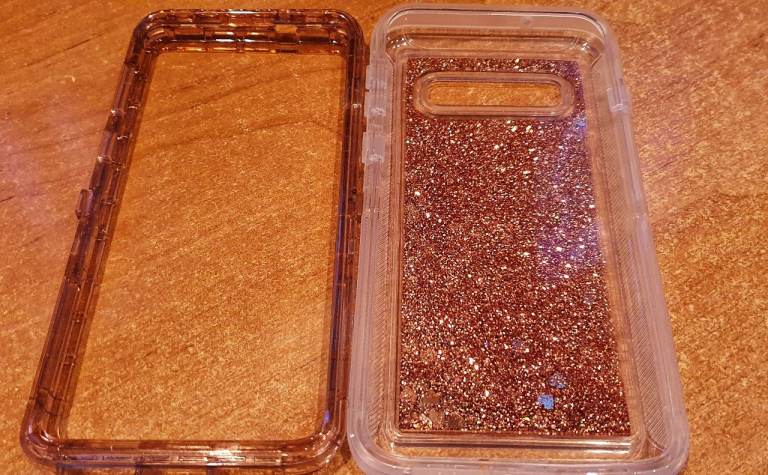 Samsung Galaxy S7 Edge Case Glitter Floating Sparkle Quicksand in Liquid