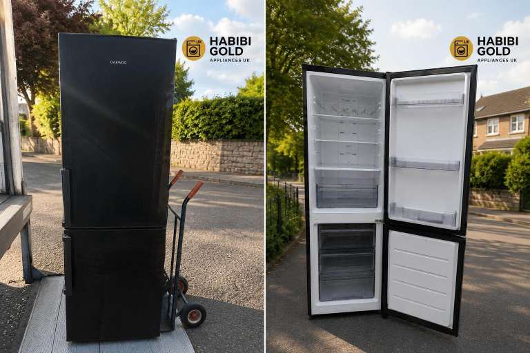  Black Freestanding Fridge Freezer – Good Condition