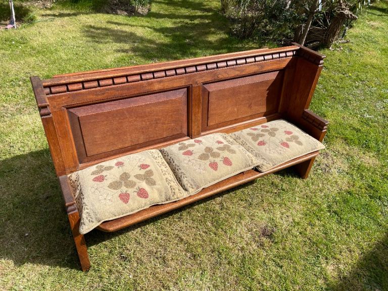 Church pew with cushions solid wood 