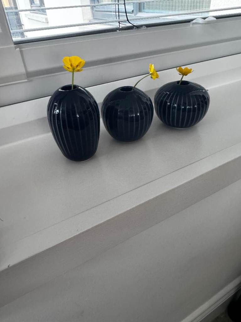 **Kähler Hammershøi Blue Mini Vase Set – Danish Design (Set of 3)**