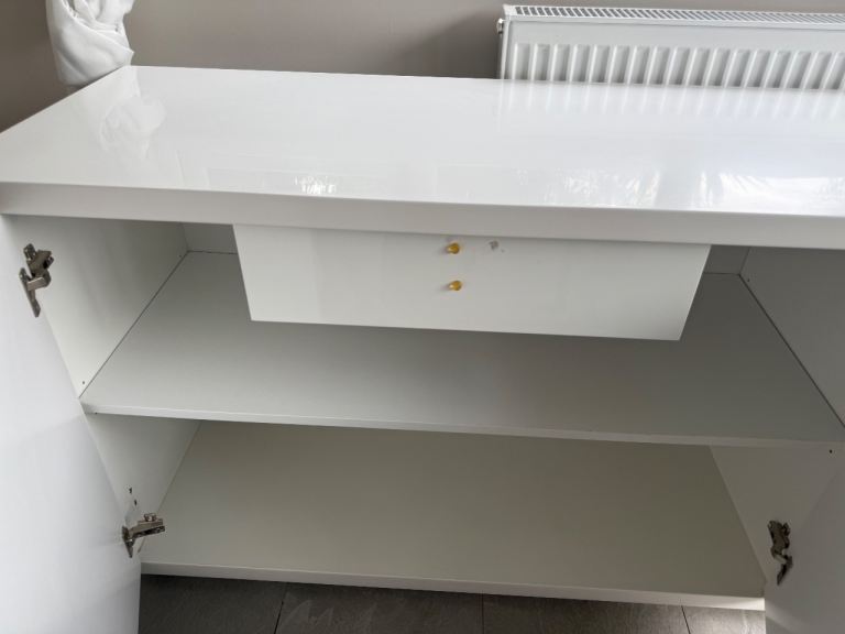 Large white high gloss solid sideboard 