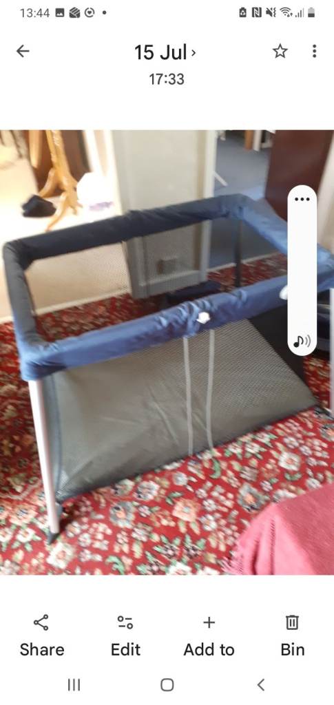 Blue Baby Travel Cot / Playpen – Good Condition