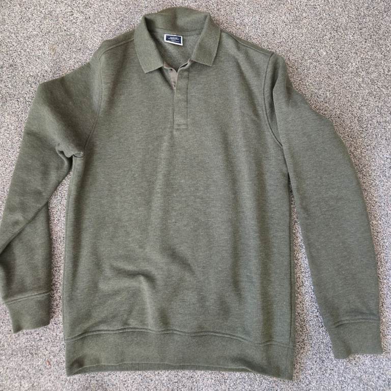 Charles Thyrwhitt Men's Long Sleeve Polo Shirt Green size Small