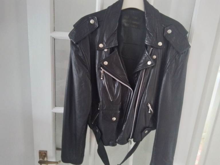 Jacket Soft Black Leather Biker Jacket Size 10-14 