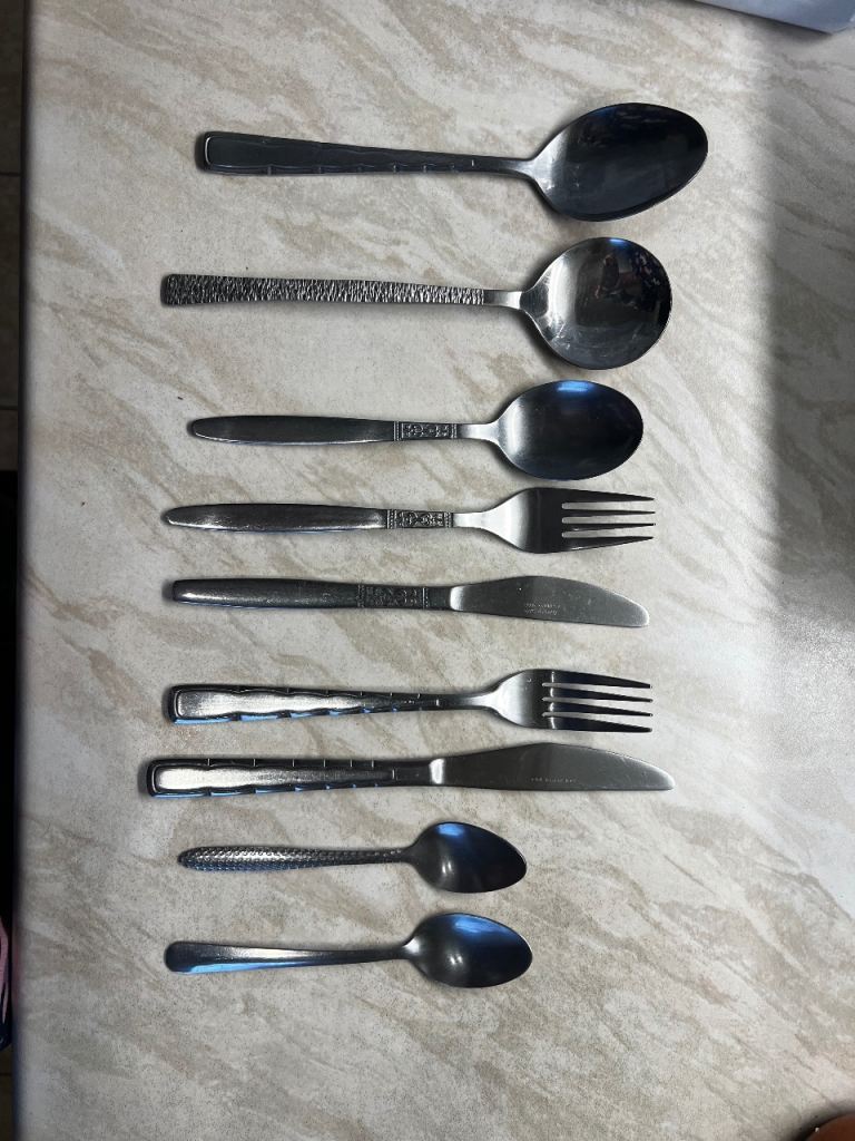 Mix of stainless steel cutlery - at least 6 settings