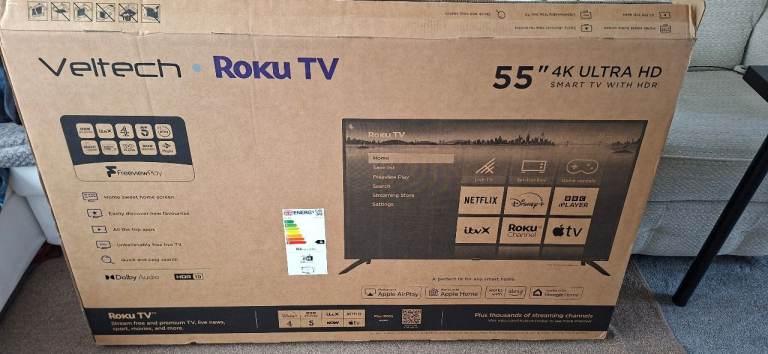 Original Box for 55" TV - Roku TV 4K Ultra HD - With Polystyrene Inserts