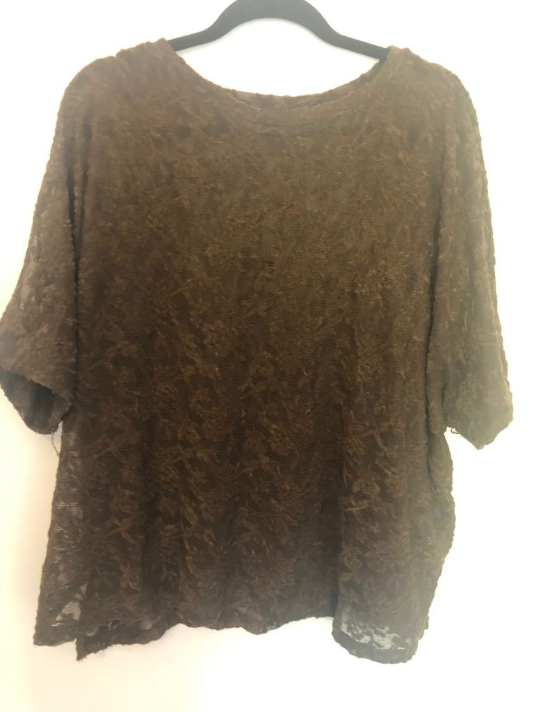 Dark Brown Lace Detail Top – Good Condition