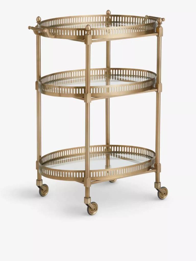 Soho Home Oval Brass & Glass Bar Cart - RRP £699
