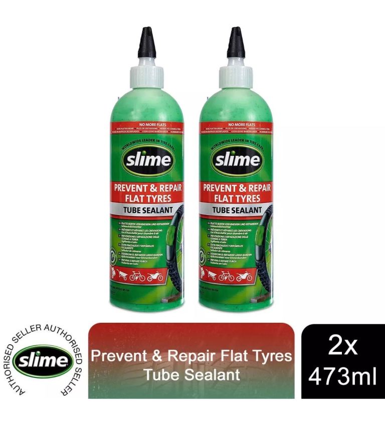 Pack of 2 Slime Tube Sealant Prevent and Repair Flat Tyres - 473 ml