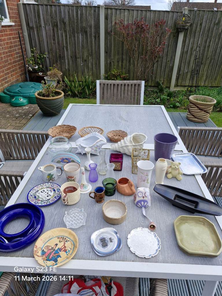 Pots, Vases, Wicker Baskets, Flower Arranging Items Etc 50 Pence Each