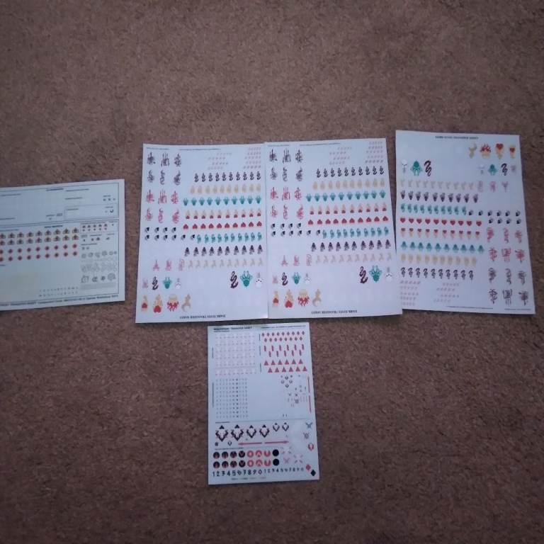 Warhammer  transfer  sheets price is per sheet and is 50 pence each