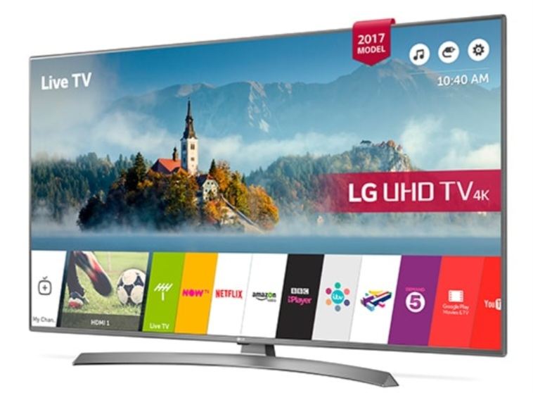 49" LG 4K Smart TV 49UJ70 – Faulty Backlight – For Parts or Repair With Stand & Remote