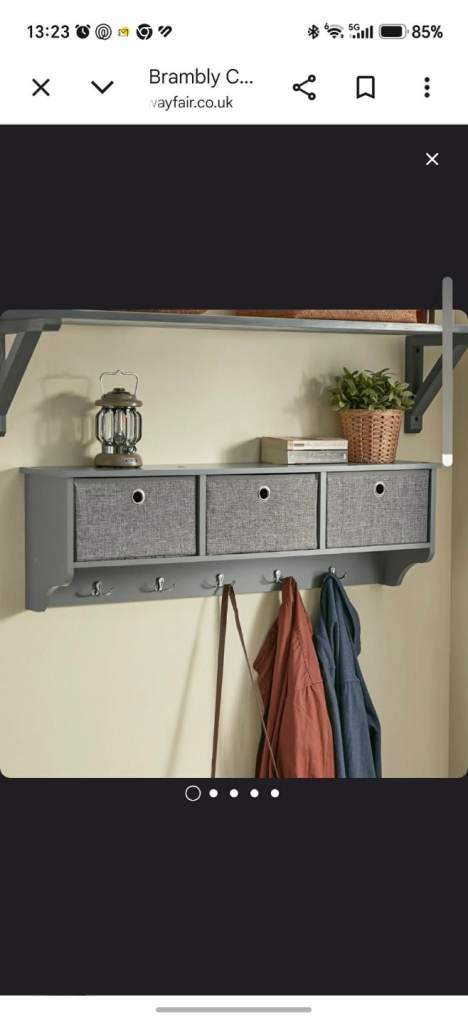Coat hanger wall mounted with storage and shoes rack.