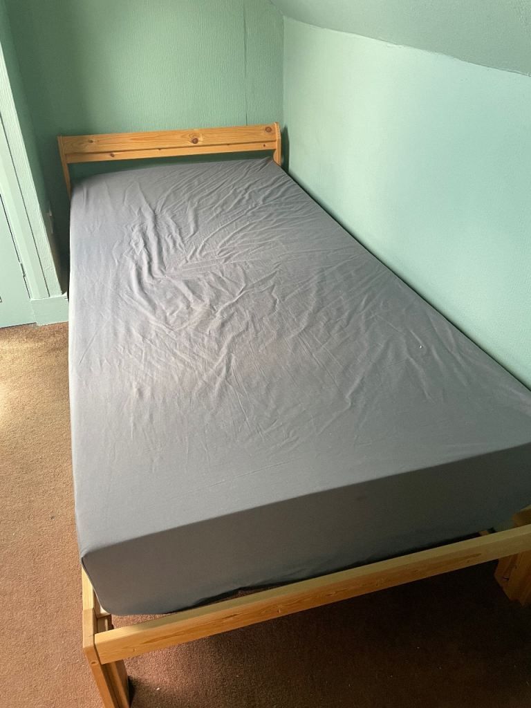 Single Wooden Bed Frame with Slats – Good Condition