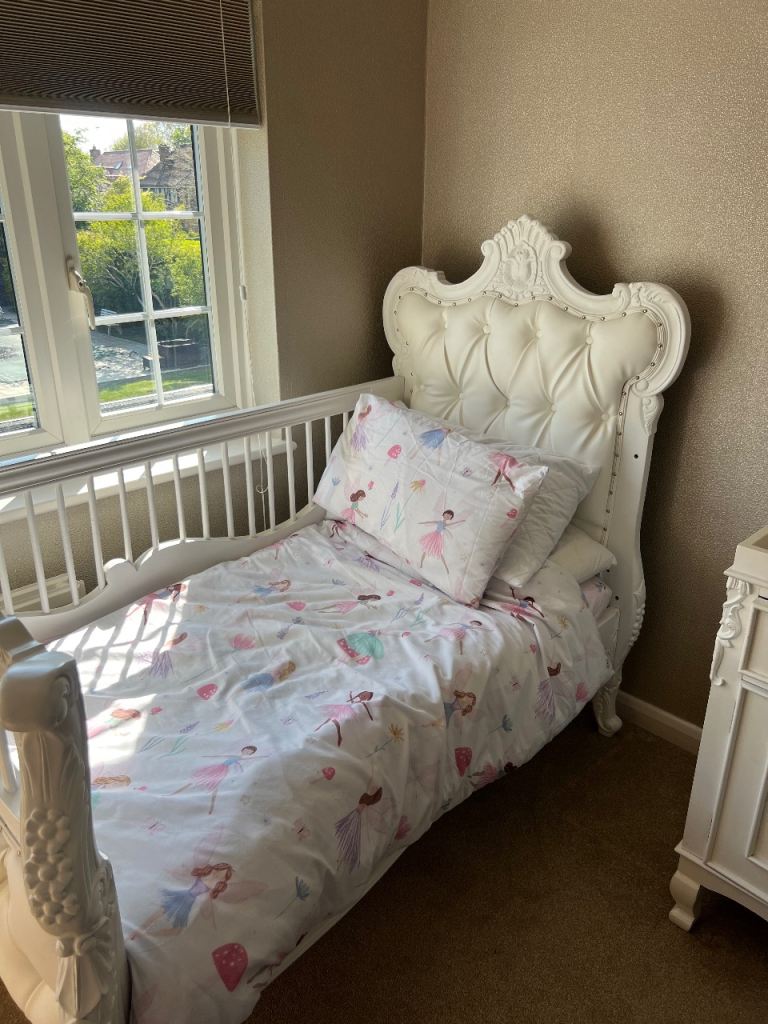 Cot bed and changing cabinet for sale