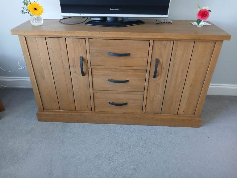 Wooden Sideboard and Mirror