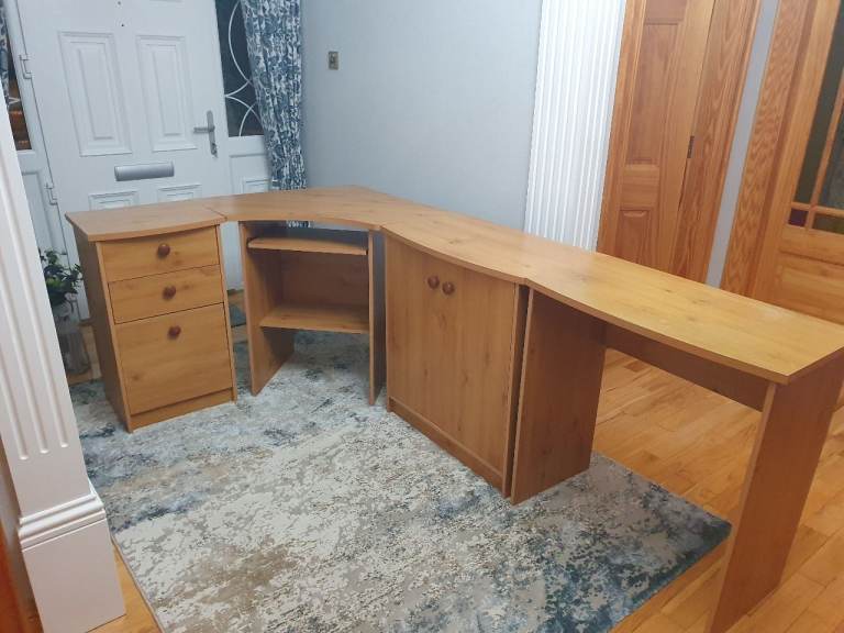 Oak effect Corner 4 piece computer desk unit