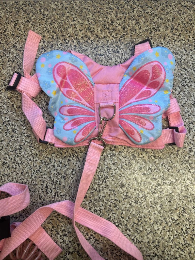 Child Toddler Safety Harness with Leash – Pink Butterfly Design