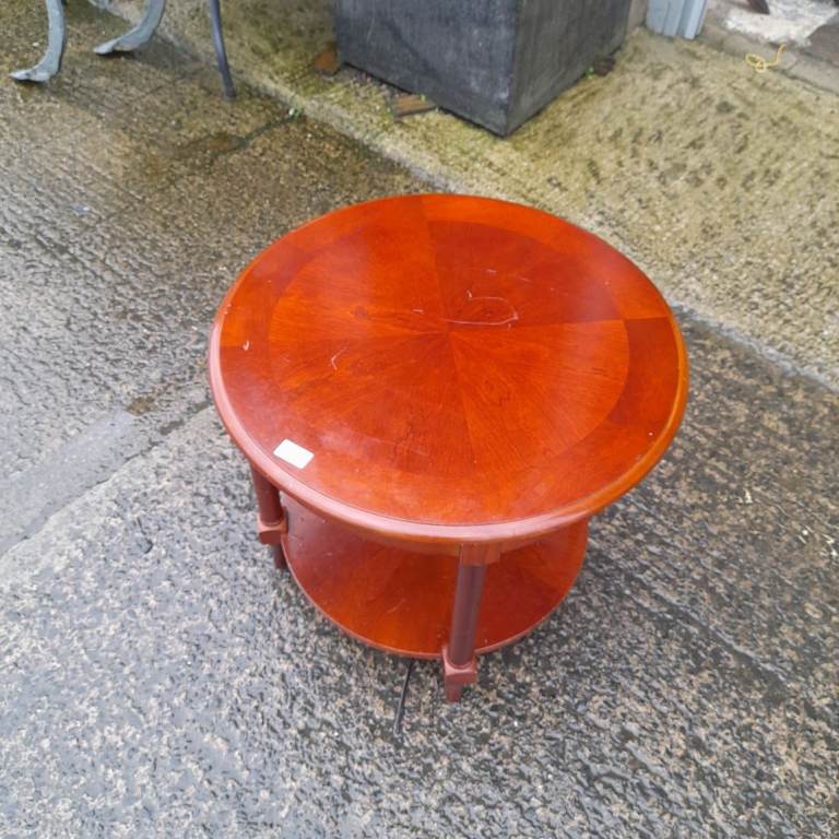 Solid wood round table with shelf 60cm x 53cm, Ref:19745