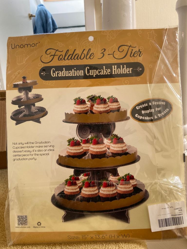 Brand New 3‑Tier Graduation Cupcake Holder – Sealed