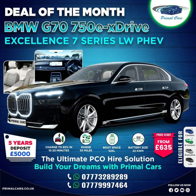 LUXURY PCO READY BMW G70 750e-xDrive EXCELLENCE 7 SERIES LW PHEV