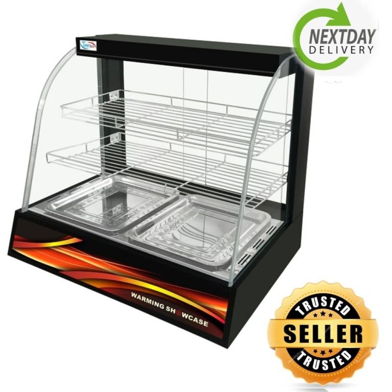 Heated Black Hot Pie Counter top Food Display Cabinet Lamps Warmer pasties