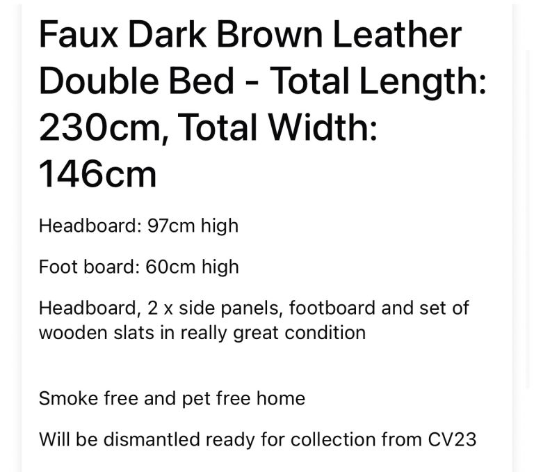 image for Faux Leather Bed frame 