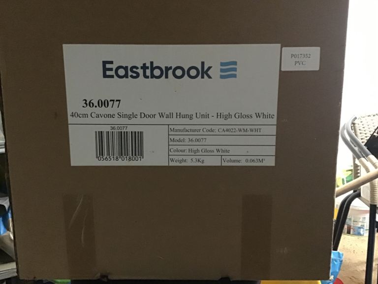 Eastbrook Cavone 40cm Wall Hung Unit - High Gloss White, NEW in Box