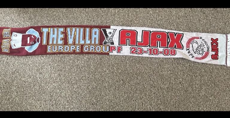Aston Villa v Ajax official match day,scarf European game F 23/10/08 