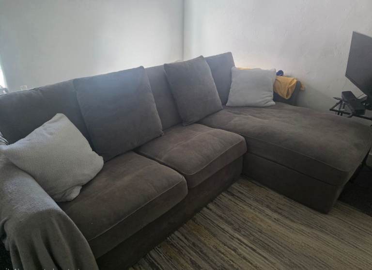 Ikea Grey Corner Sofa with Storage Chaise – Good Condition
