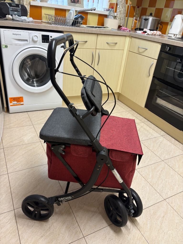 CareCo Orchid Seated Stroller Rollator – Cherry Red, As Good As New