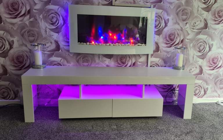 White Electric Wall Fire with Remote and Backlight