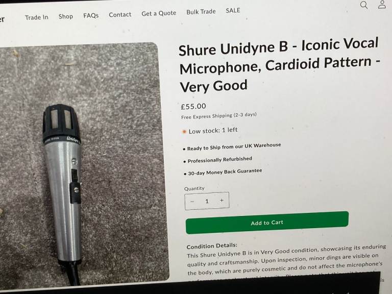 L@@K.. VINTAGE SHURE UNIDYNE VOCAL / INSTRUMENT MICROPHONE IN V.G.C.  @@