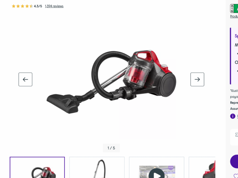 Red Vacuum Cleaner – Compact and Bagless