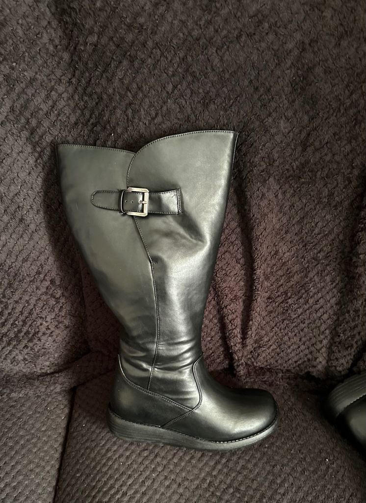New Black Plus Size Super Curvy Ladies Boots UK 6