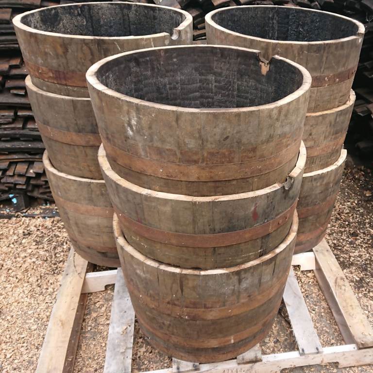 Half Barrel Planter  ~25 inch Diameter, Solid Oak, ex-distillery