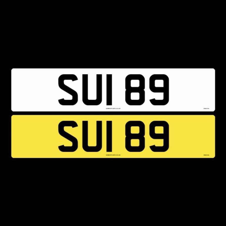 SUI 89 Number Plate, 2 Digit NI Reg, Dateless Northern Irish, NI Number Plate, NI Registration plate