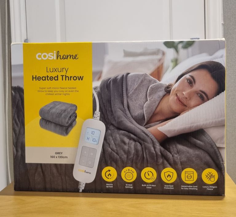 cosi home luxury heated throw, Grey (160x130cm) brand new